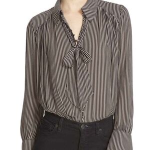 Free People Black and White Striped Button Down Shirt